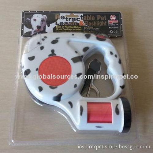 Auto Retractable Dog Leash, LED Flashlight, Comfortable